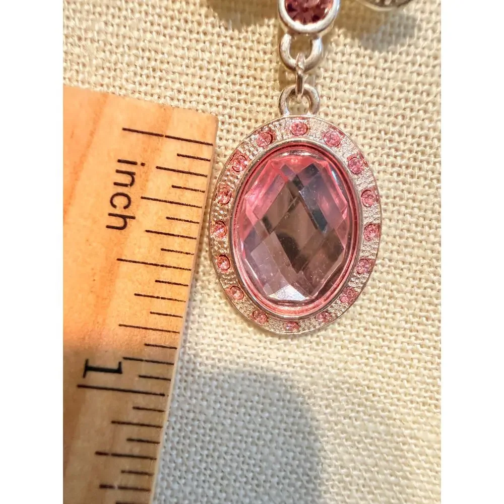 Vintage Elemento Pink Crystal Pendant Necklace 16”+3”